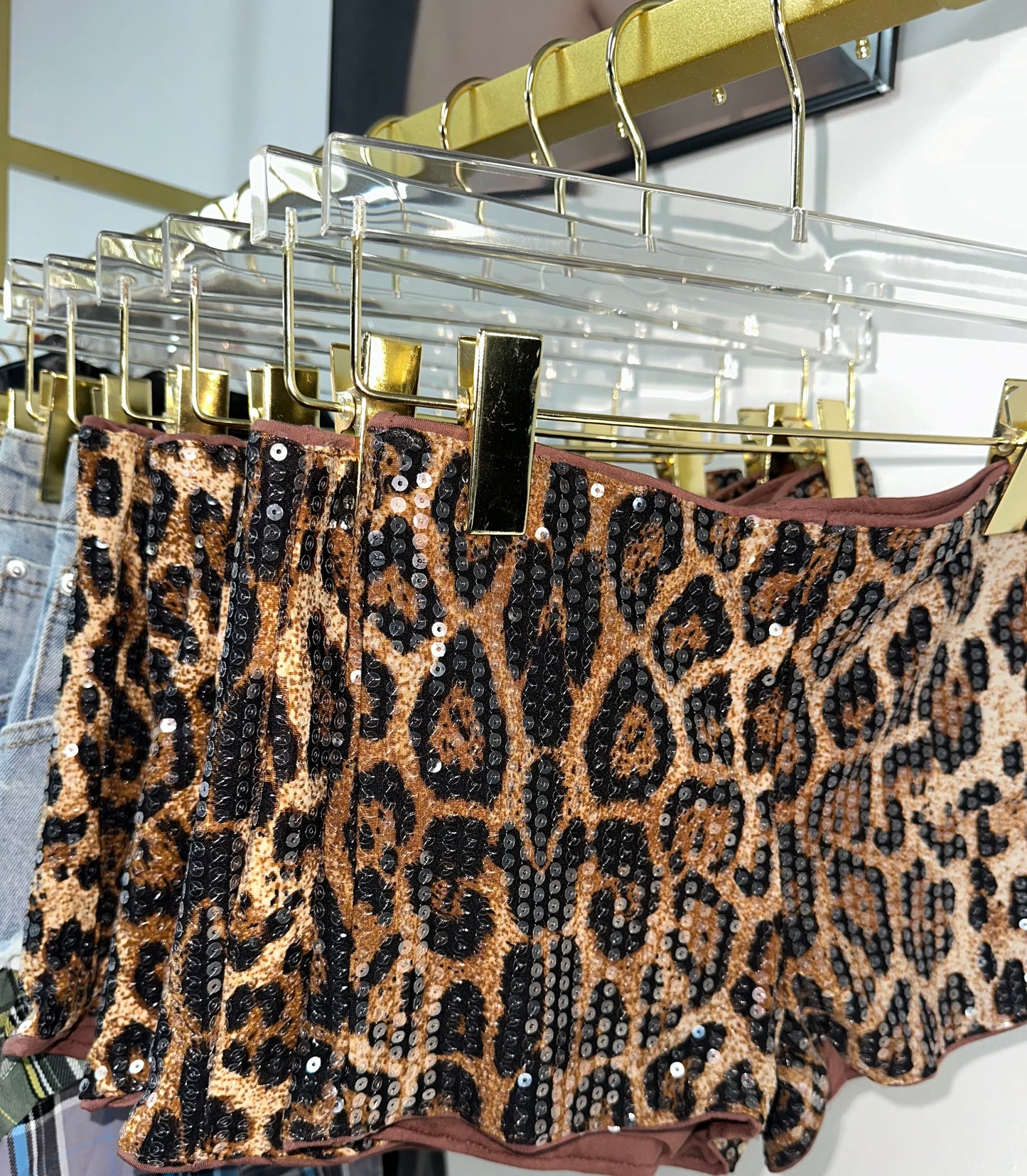 Leopard Print Sequin shorts