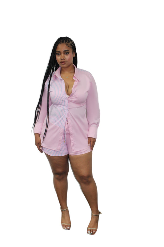 Asymmetrical Pink Collard Shirt