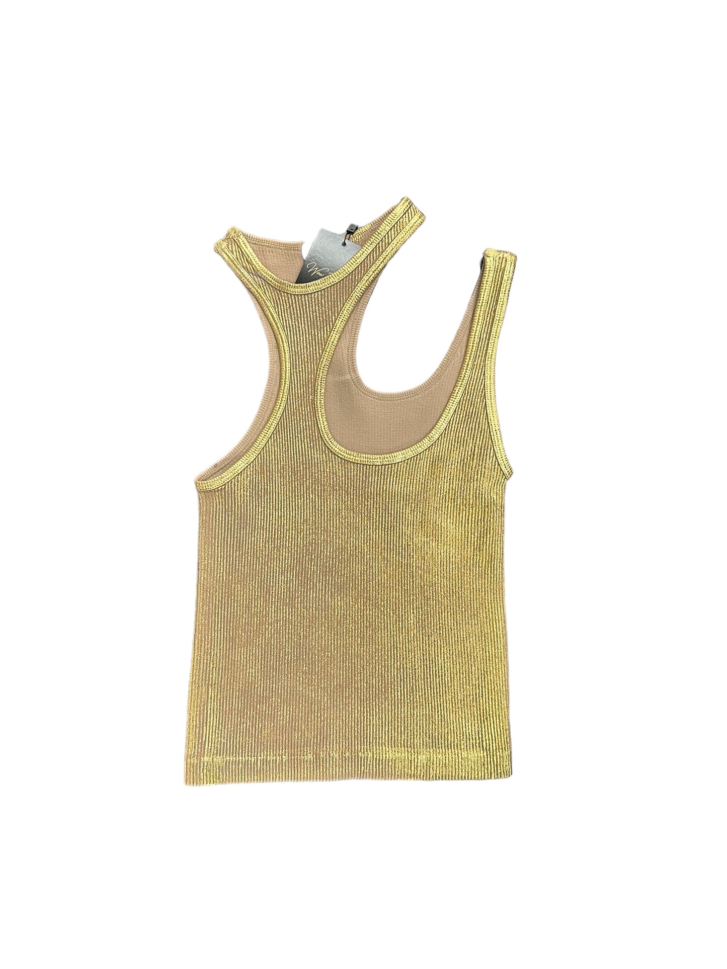 Metallic Gold Split Shoulder Top