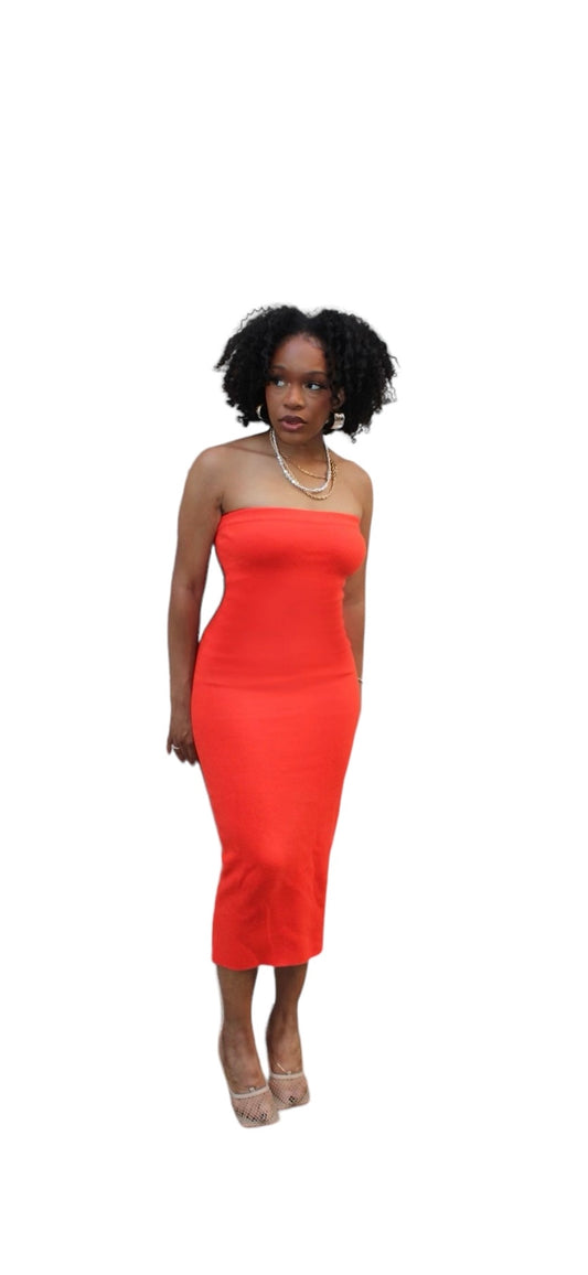 Strapless Tube Dress- Orange